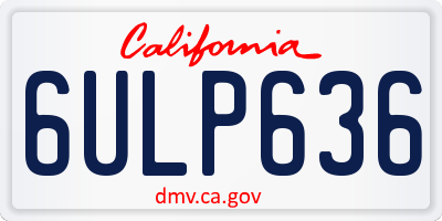 CA license plate 6ULP636