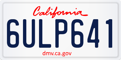 CA license plate 6ULP641