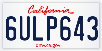 CA license plate 6ULP643
