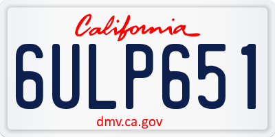 CA license plate 6ULP651