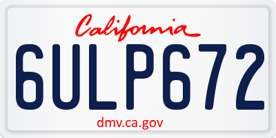 CA license plate 6ULP672