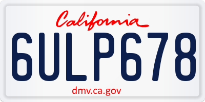 CA license plate 6ULP678
