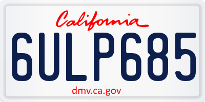CA license plate 6ULP685