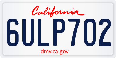 CA license plate 6ULP702