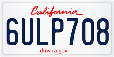 CA license plate 6ULP708