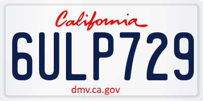 CA license plate 6ULP729