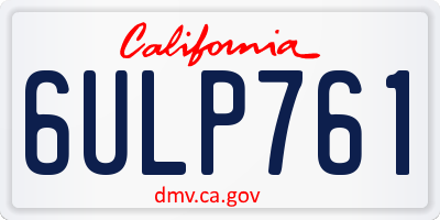 CA license plate 6ULP761