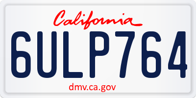 CA license plate 6ULP764