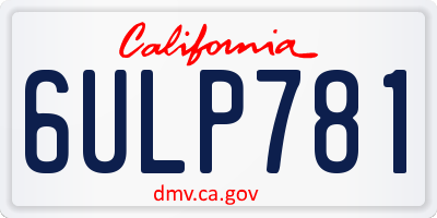 CA license plate 6ULP781