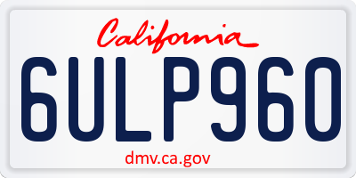 CA license plate 6ULP960