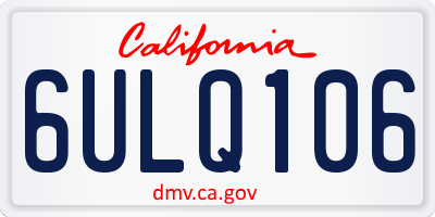 CA license plate 6ULQ106