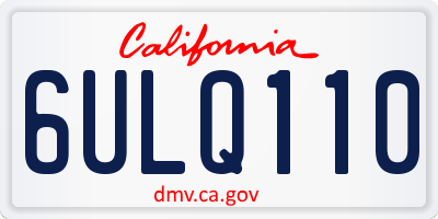 CA license plate 6ULQ110