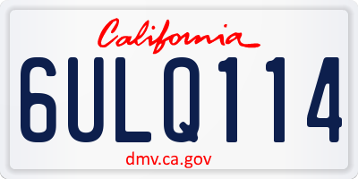 CA license plate 6ULQ114