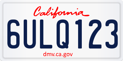 CA license plate 6ULQ123
