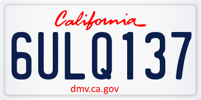 CA license plate 6ULQ137