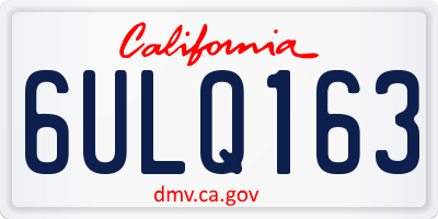 CA license plate 6ULQ163