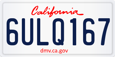 CA license plate 6ULQ167