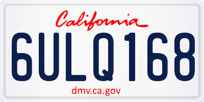CA license plate 6ULQ168