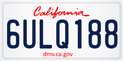 CA license plate 6ULQ188