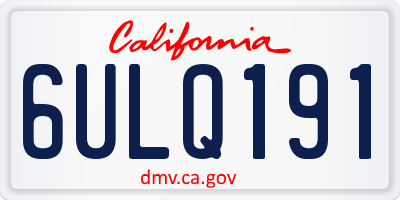 CA license plate 6ULQ191