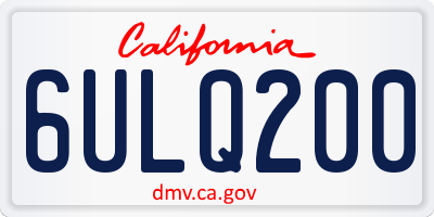 CA license plate 6ULQ200