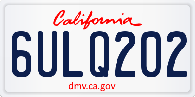 CA license plate 6ULQ202