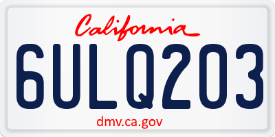 CA license plate 6ULQ203