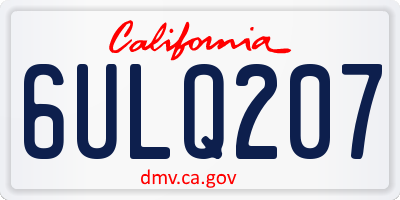 CA license plate 6ULQ207
