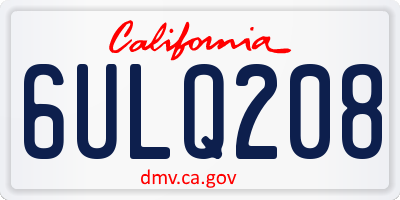CA license plate 6ULQ208