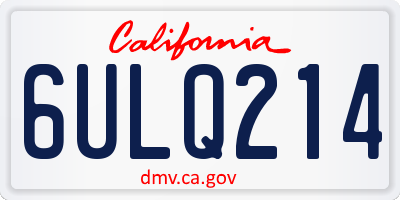 CA license plate 6ULQ214