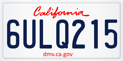 CA license plate 6ULQ215