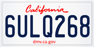 CA license plate 6ULQ268