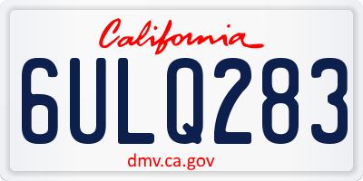 CA license plate 6ULQ283