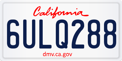 CA license plate 6ULQ288