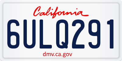 CA license plate 6ULQ291