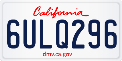 CA license plate 6ULQ296