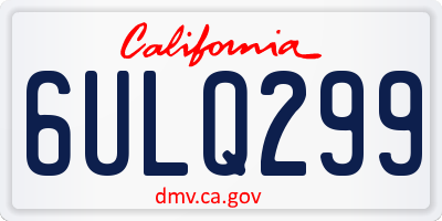 CA license plate 6ULQ299
