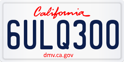 CA license plate 6ULQ300