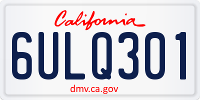 CA license plate 6ULQ301