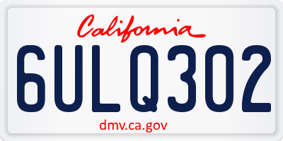 CA license plate 6ULQ302