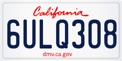 CA license plate 6ULQ308