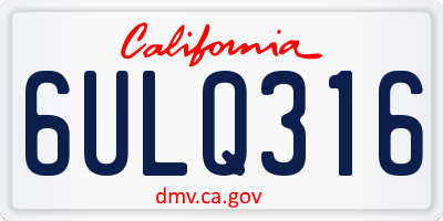 CA license plate 6ULQ316