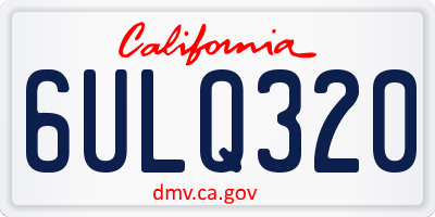 CA license plate 6ULQ320