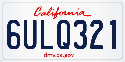 CA license plate 6ULQ321