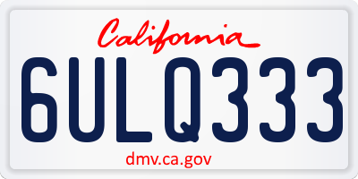 CA license plate 6ULQ333
