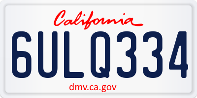 CA license plate 6ULQ334