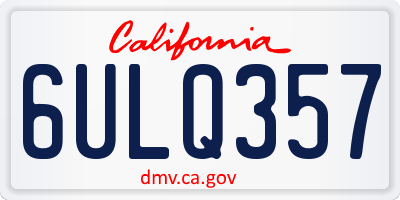 CA license plate 6ULQ357