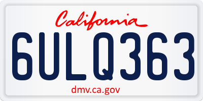CA license plate 6ULQ363