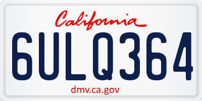 CA license plate 6ULQ364