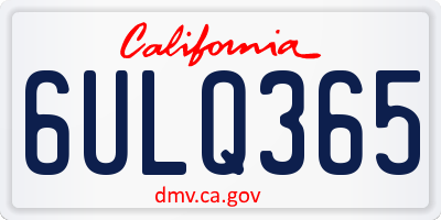 CA license plate 6ULQ365